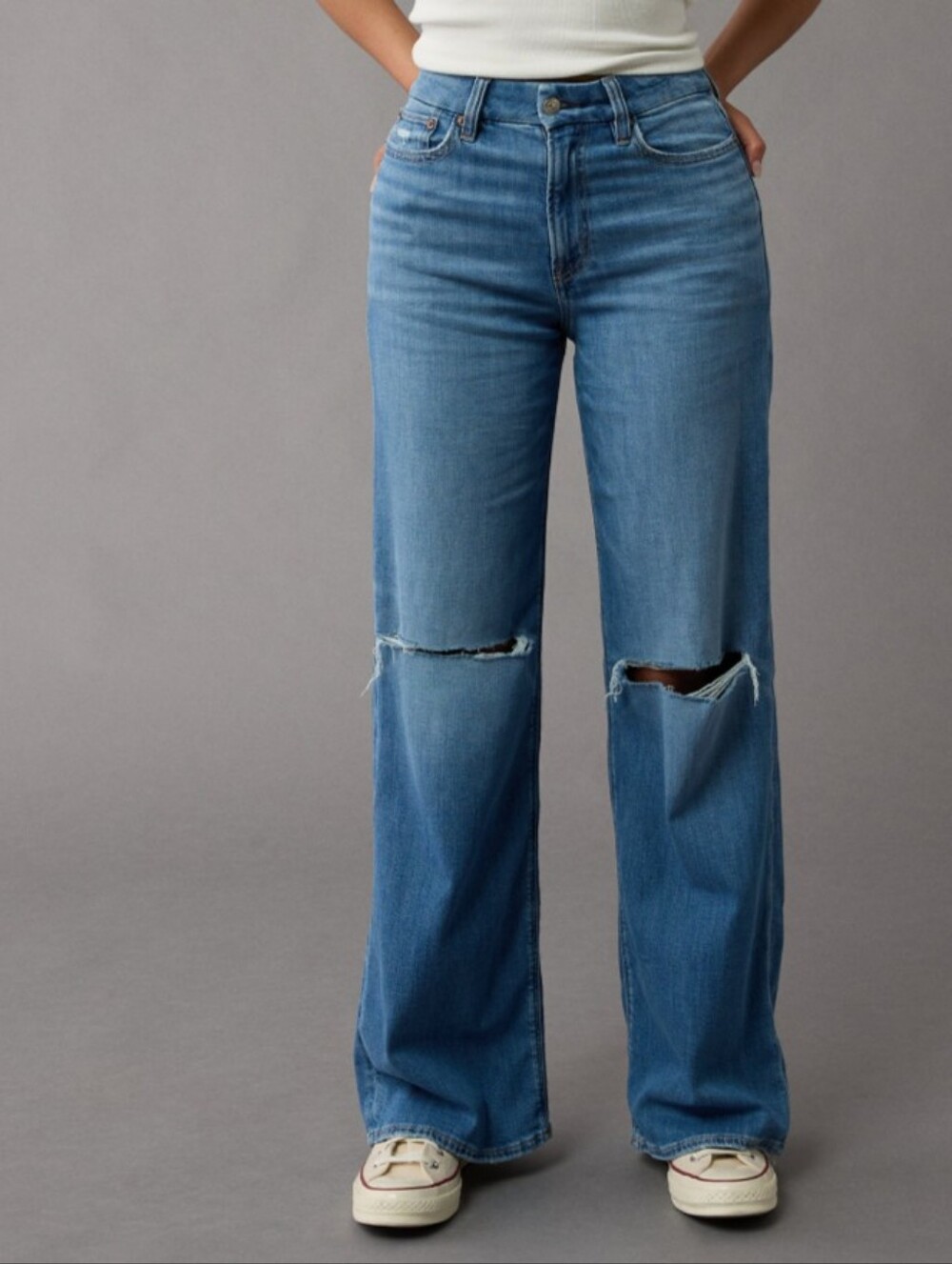 American Eagle Dreamy Drape Wide Leg Jeans, SZ 12 Short, EUC